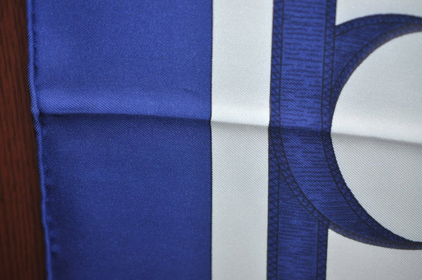 Authentic HERMES Carre 90 Scarf "Eperon D'or" Silk Navy K6174