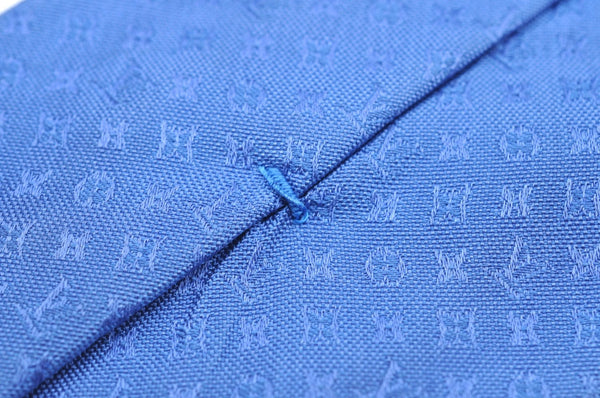 Authentic Louis Vuitton Monogram Cravat Necktie Tie Silk Blue LV K6183