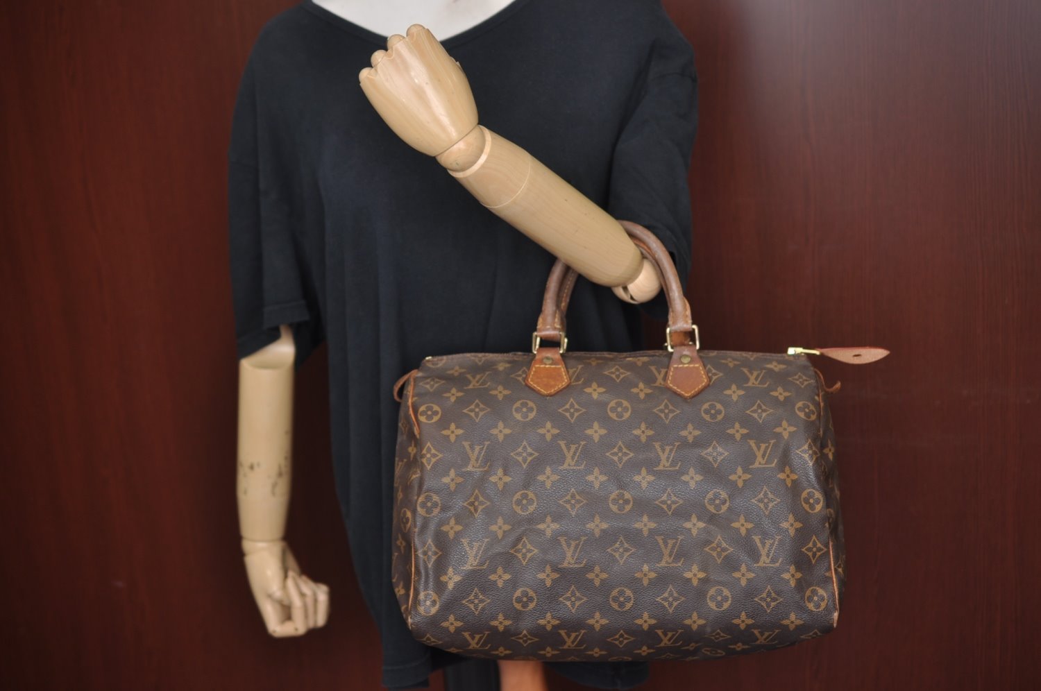 Authentic Louis Vuitton Monogram Speedy 30 Hand Boston Bag M41526 LV K6201