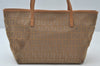 Authentic FENDI Zucchino Shoulder Hand Bag Purse Canvas Leather Beige K6205