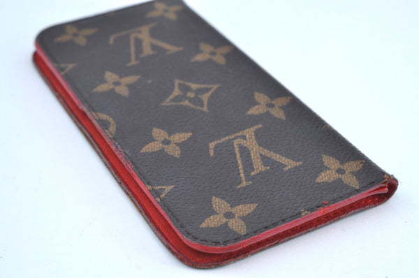 Authentic Louis Vuitton Monogram Folio Iphone 6 Case Red M61616 LV K6235