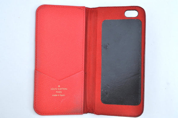 Authentic Louis Vuitton Monogram Folio Iphone 6 Case Red M61616 LV K6235