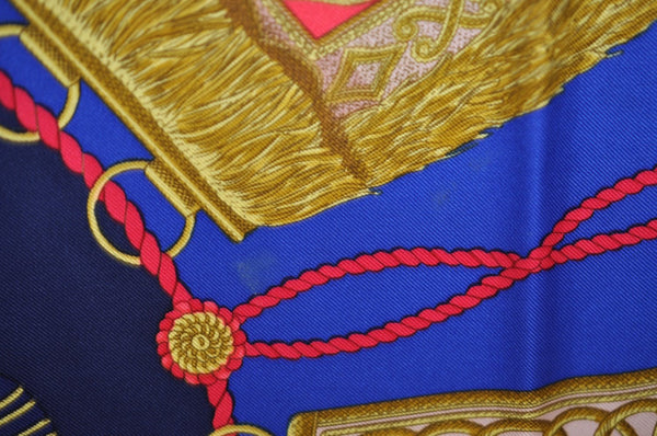 Authentic HERMES Carre 90 Scarf "Poste et Cavalerie" Silk Navy K6292