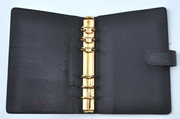 Authentic Louis Vuitton Epi Agenda MM Notebook Cover Black R20202 LV K6345