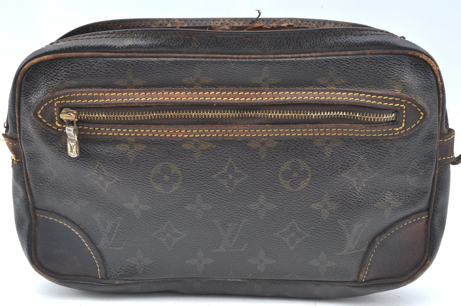 Authentic Louis Vuitton Monogram Marly Dragonne GM M51825 Clutch Bag Junk K6361