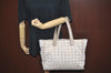 Authentic CHANEL New Travel Line Shoulder Tote Bag Nylon Leather Beige K6366