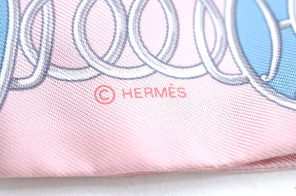 Authentic HERMES Twilly Scarf "LIFE PROFILE" Silk Pink Box K6384