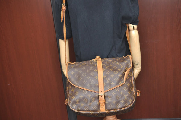 Authentic Louis Vuitton Monogram Saumur 35 Shoulder Cross Bag M42254 LV K6385