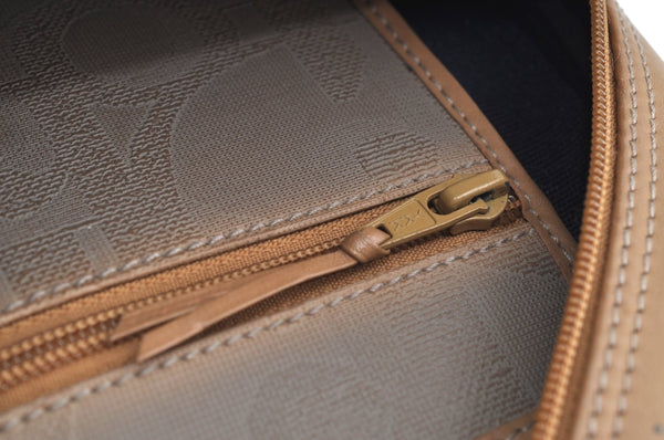 Authentic Christian Dior Vintage Trotter Tote Hand Bag PVC Leather Beige K6400