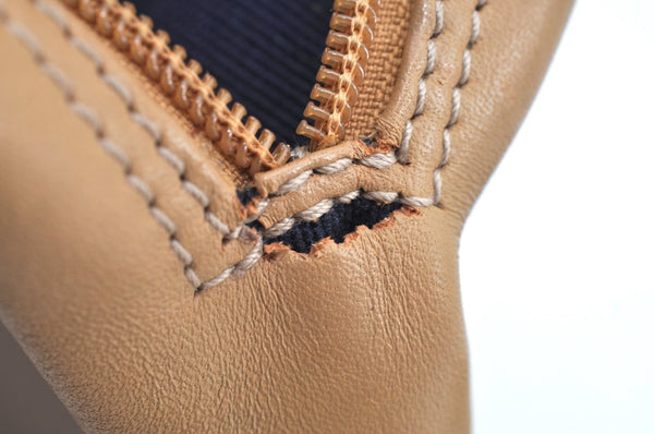 Authentic Christian Dior Vintage Trotter Tote Hand Bag PVC Leather Beige K6400