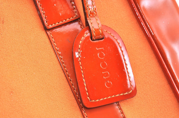 Authentic GUCCI Vintage Shoulder Tote Bag Polyurethane Enamel Orange Junk K6437