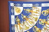 Authentic HERMES Carre 90 Scarf "Cliquetis" Silk Navy K6447