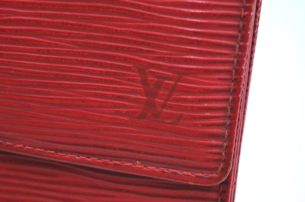 Authentic Louis Vuitton Epi Porte Monnaie Billets Cartes Credit Wallet Red K6459