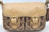 Authentic COACH Signature Shoulder Cross Bag Canvas Leather 12502 Brown K6495