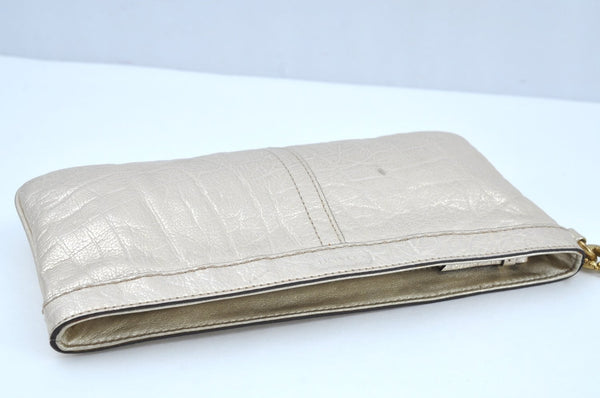 Authentic COACH Vintage Clutch Hand Bag Purse Leather Silver K6497
