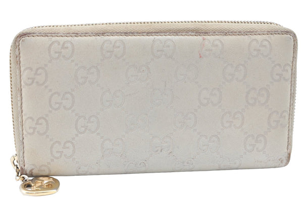 Authentic GUCCI Guccissima Lovely GG Leather Long Wallet 308005 White K6501