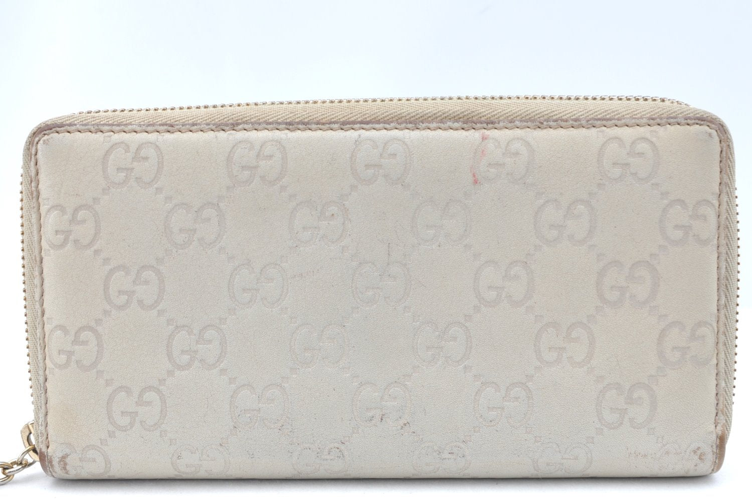 Authentic GUCCI Guccissima Lovely GG Leather Long Wallet 308005 White K6501