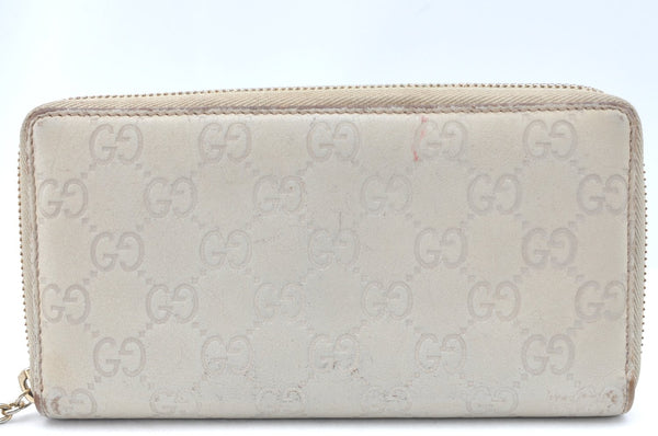 Authentic GUCCI Guccissima Lovely GG Leather Long Wallet 308005 White K6501