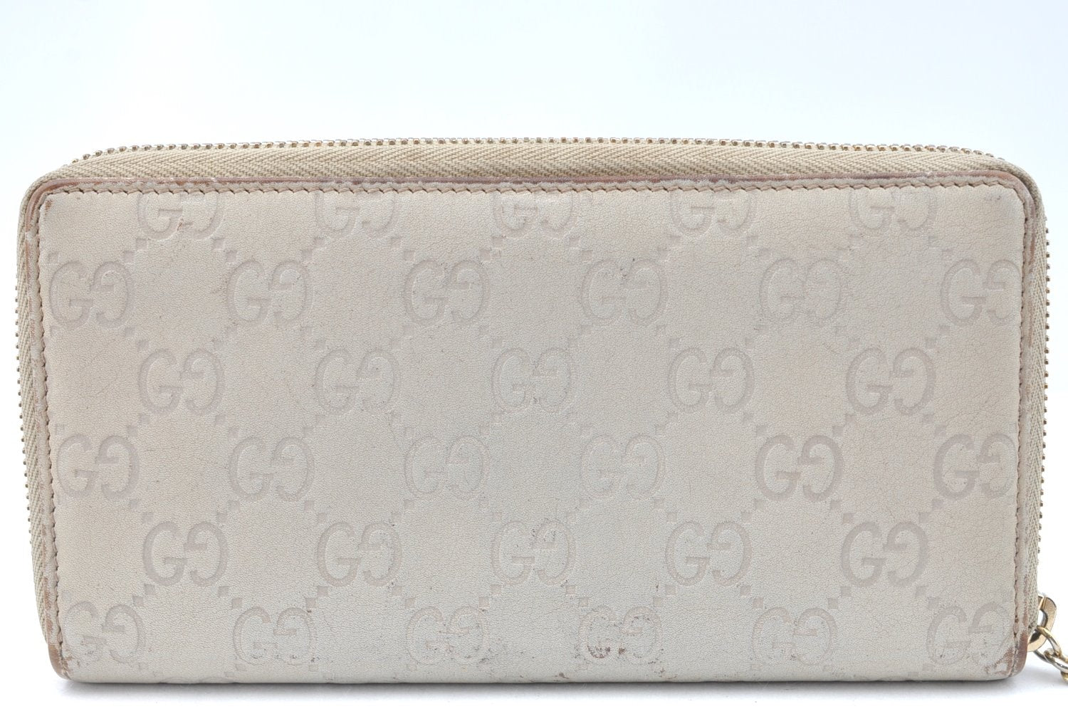 Authentic GUCCI Guccissima Lovely GG Leather Long Wallet 308005 White K6501