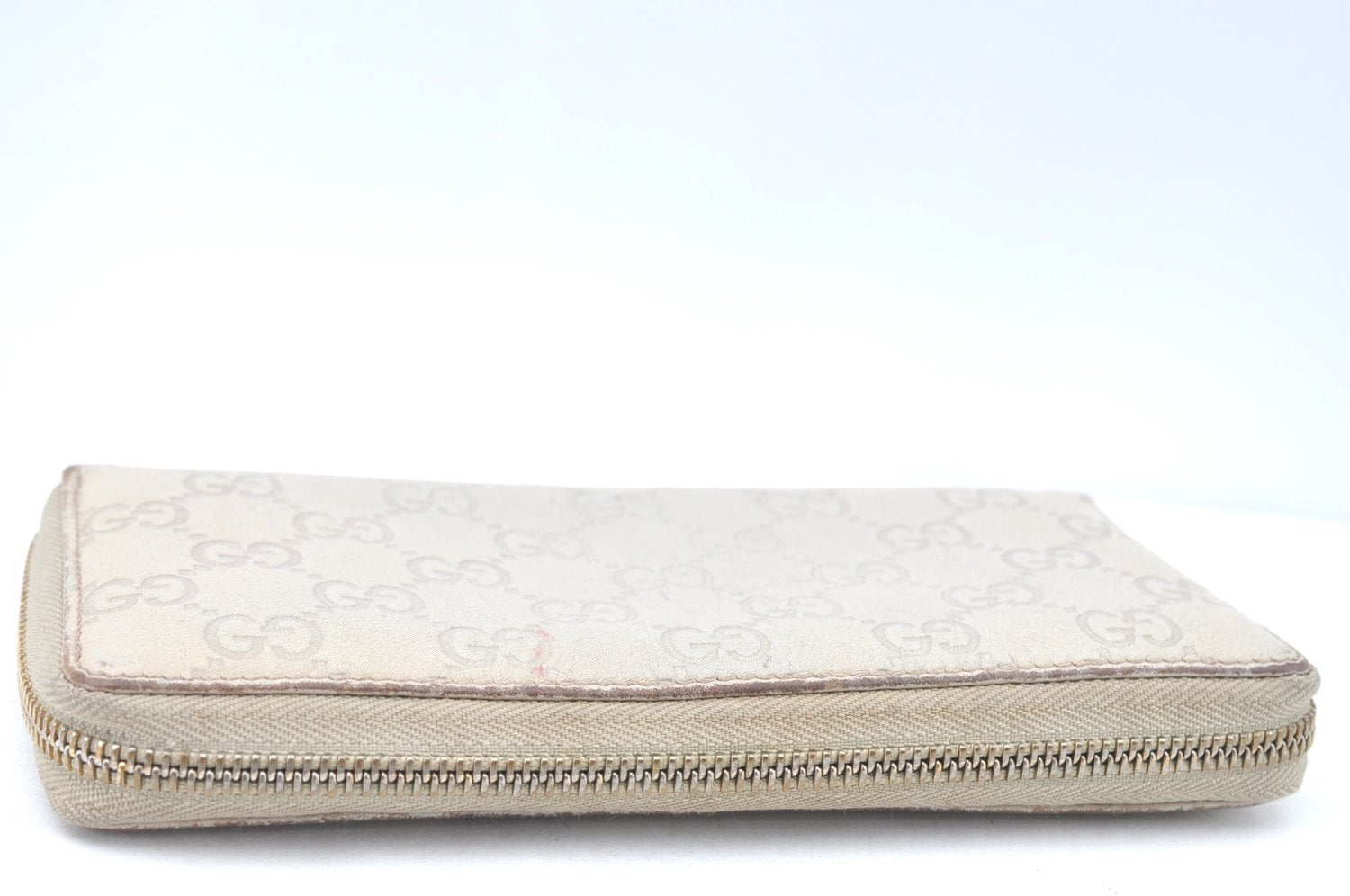 Authentic GUCCI Guccissima Lovely GG Leather Long Wallet 308005 White K6501