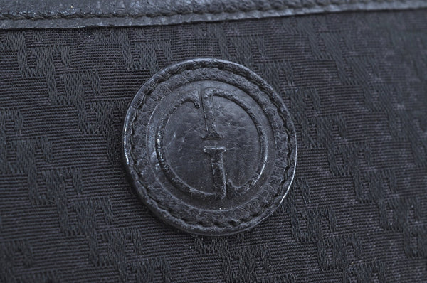 Authentic GUCCI 2Way Hand Boston Bag Purse GG Canvas Leather Black K6555