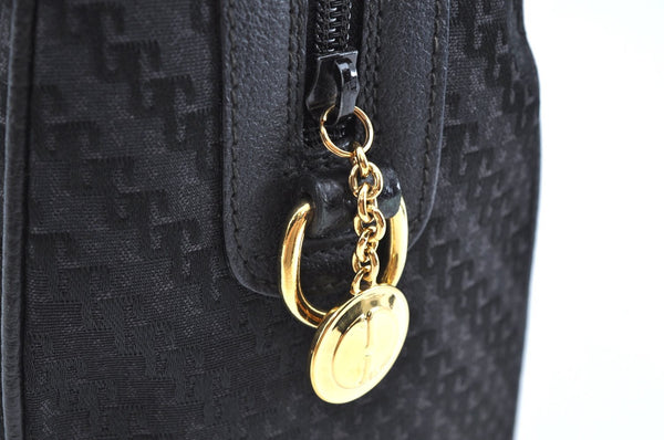 Authentic GUCCI 2Way Hand Boston Bag Purse GG Canvas Leather Black K6555