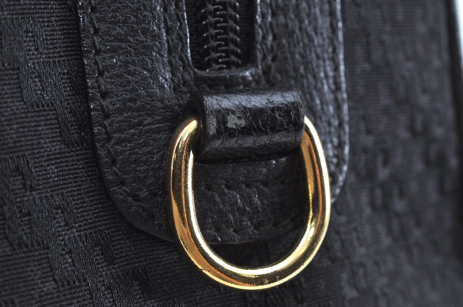 Authentic GUCCI 2Way Hand Boston Bag Purse GG Canvas Leather Black K6555