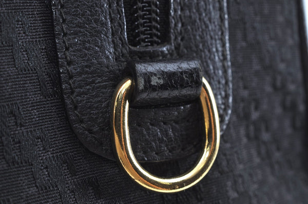 Authentic GUCCI 2Way Hand Boston Bag Purse GG Canvas Leather Black K6555