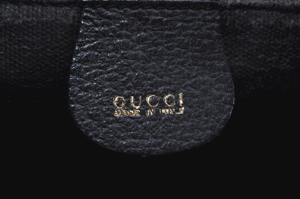 Authentic GUCCI 2Way Hand Boston Bag Purse GG Canvas Leather Black K6555