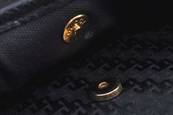 Authentic GUCCI 2Way Hand Boston Bag Purse GG Canvas Leather Black K6555