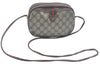 Authentic GUCCI Web Sherry Line Shoulder Cross Bag GG PVC Leather Brown K6556