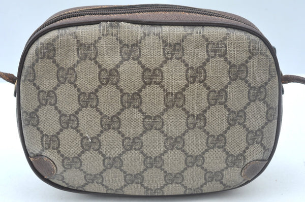 Authentic GUCCI Web Sherry Line Shoulder Cross Bag GG PVC Leather Brown K6556