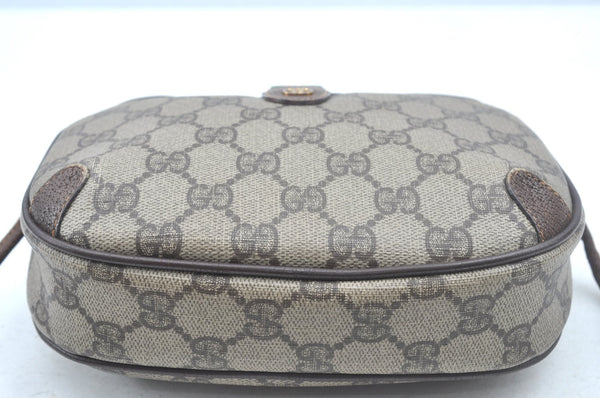 Authentic GUCCI Web Sherry Line Shoulder Cross Bag GG PVC Leather Brown K6556