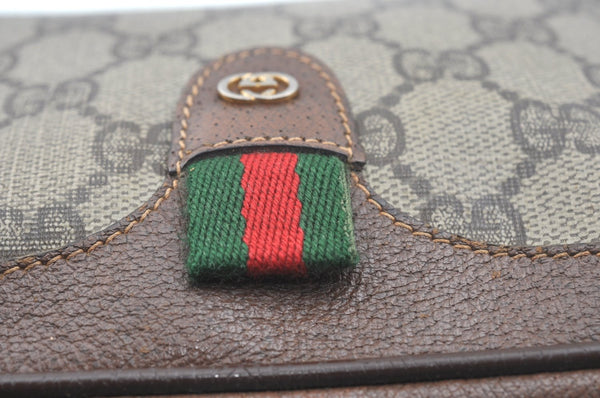 Authentic GUCCI Web Sherry Line Shoulder Cross Bag GG PVC Leather Brown K6556