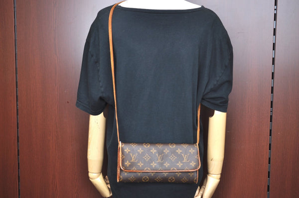 Authentic Louis Vuitton Monogram Pochette Twin GM Shoulder Bag M51852 LV K6581