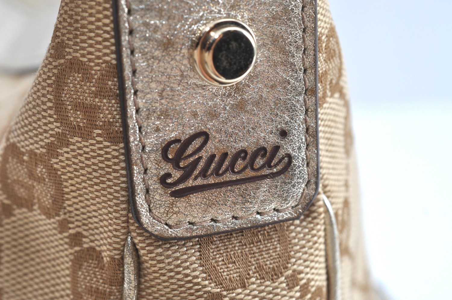 Authentic GUCCI Abbey Shoulder Tote Bag GG Canvas Leather 153025 Beige K6582