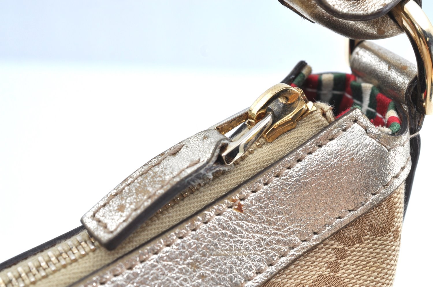 Authentic GUCCI Abbey Shoulder Tote Bag GG Canvas Leather 153025 Beige K6582