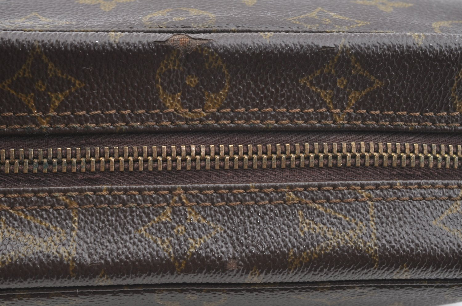 Auth Louis Vuitton Monogram Trousse Toilette 28 Clutch Hand Bag Old Model K6587