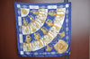 Authentic HERMES Carre 90 Scarf "Cliquetis" Silk Blue K6593