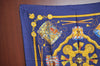 Authentic HERMES Carre 90 Scarf "LES TAMBOURS" Silk Navy K6595