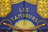 Authentic HERMES Carre 90 Scarf "LES TAMBOURS" Silk Navy K6595