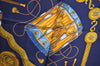 Authentic HERMES Carre 90 Scarf "LES TAMBOURS" Silk Navy K6595