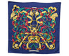 Authentic HERMES Carre 90 Scarf "LE MORS A LA CONETABLE" Silk Blue K6600