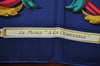 Authentic HERMES Carre 90 Scarf "LE MORS A LA CONETABLE" Silk Blue K6600