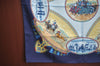 Authentic HERMES Carre 90 Scarf "CAVALIERS PEULS" Silk Navy Box K6601