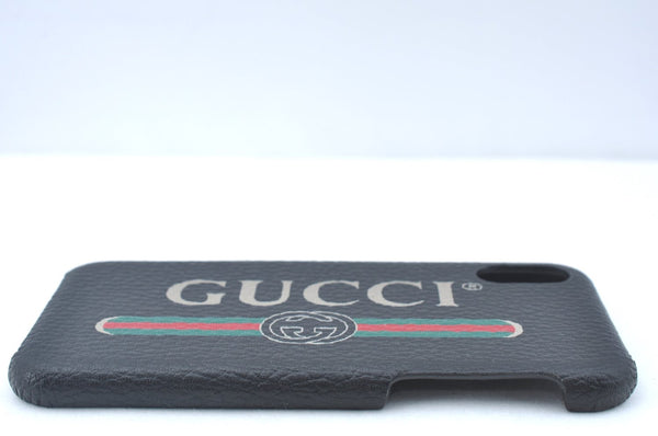 Authentic GUCCI Web Sherry Line iPhone X Xs Case Leather 549080 Black K6614