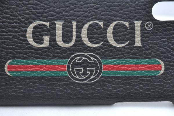 Authentic GUCCI Web Sherry Line iPhone X Xs Case Leather 549080 Black K6614