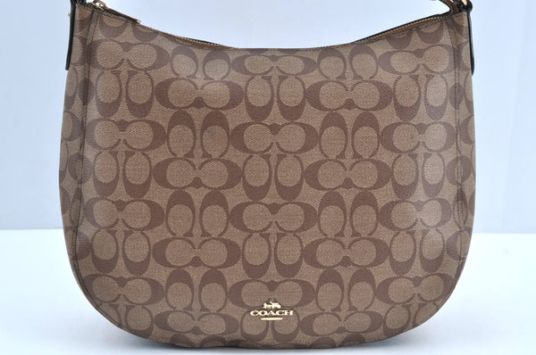 Authentic COACH Signature Shoulder Bag PVC Leather F39527 Brown K6616
