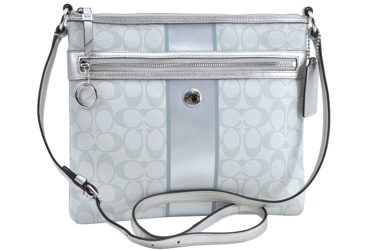 Authentic COACH Signature Shoulder Cross Bag Purse PVC Leather F17158 Gray K6617