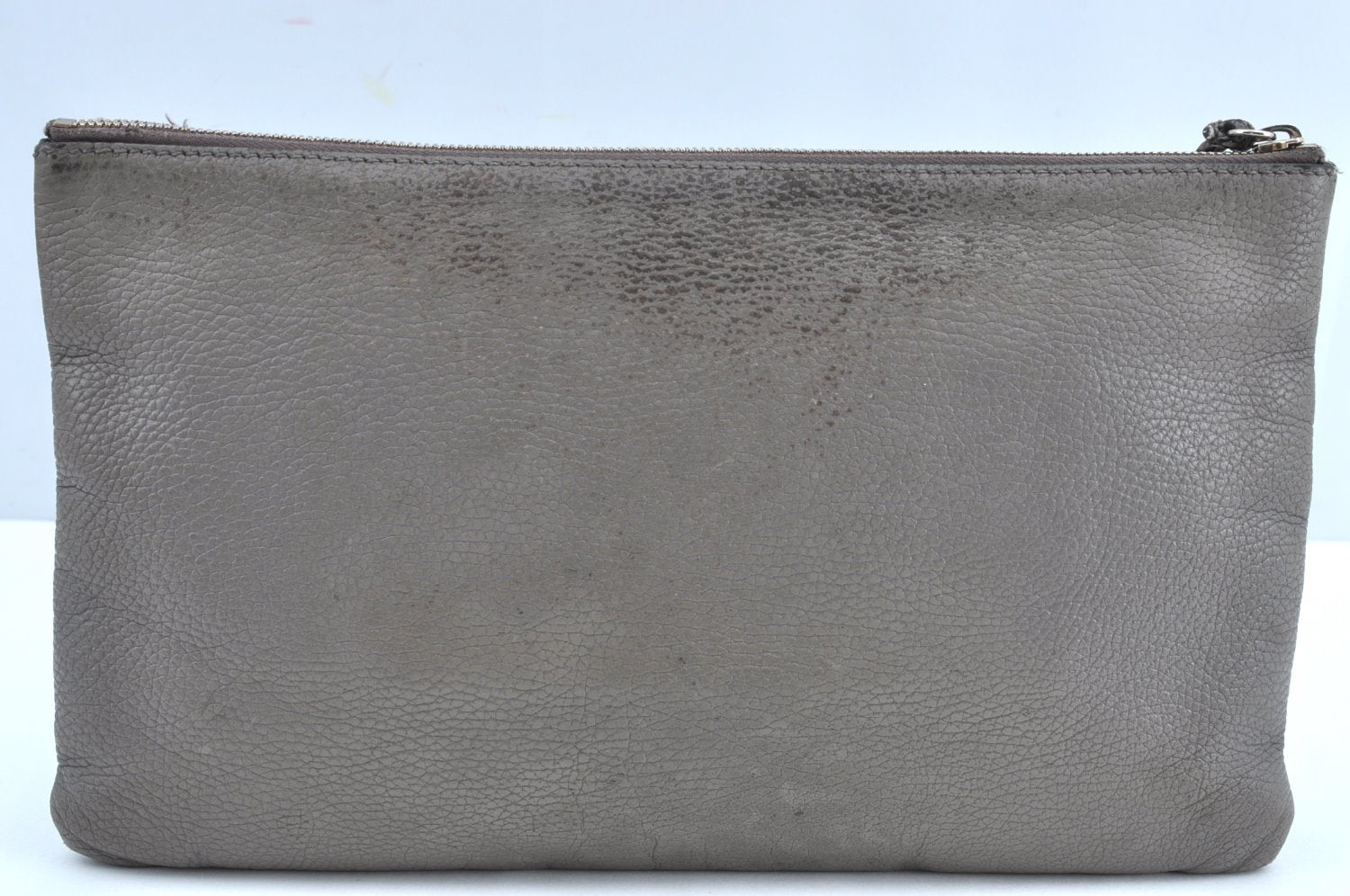 Authentic GUCCI Bamboo Tassel Clutch Hand Bag Purse Leather 449653 Gray K6621